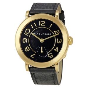 Marc Jacobs Black Leather Gold Watch